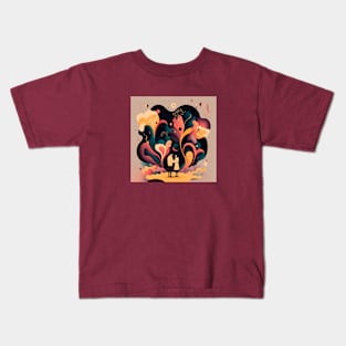 Abstract illustration of happy couple hugging and looking at each other Kids T-Shirt